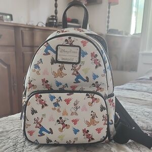 Loungefly White Backpack with Disney Characters